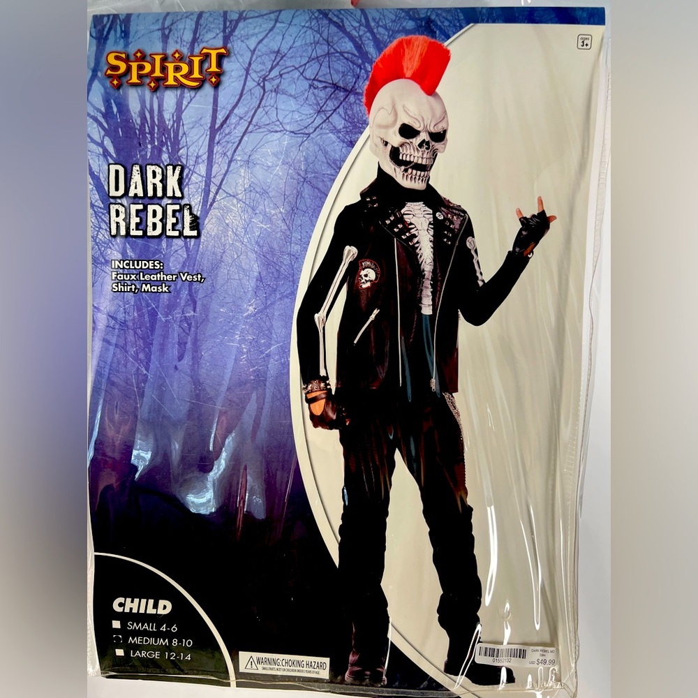 Spirit Halloween Dark Rebel Punk Skeleton Costume